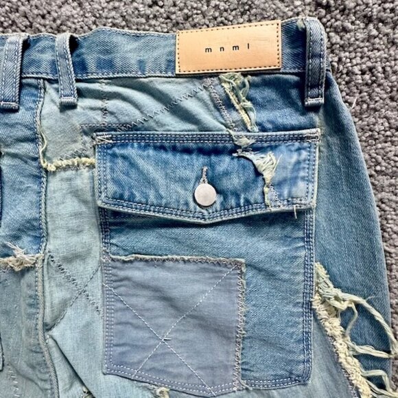 MNML Denim Patchwork Jeans - NWT - Baggy Patchwork Denim in Multi Blue Size 30 - Picture 7 of 9
